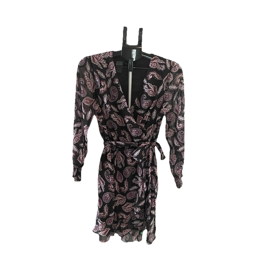Stella & Julie Size 8 Wrap‎ Dress Paisley Black And Sparkly Fully Lined NWT
